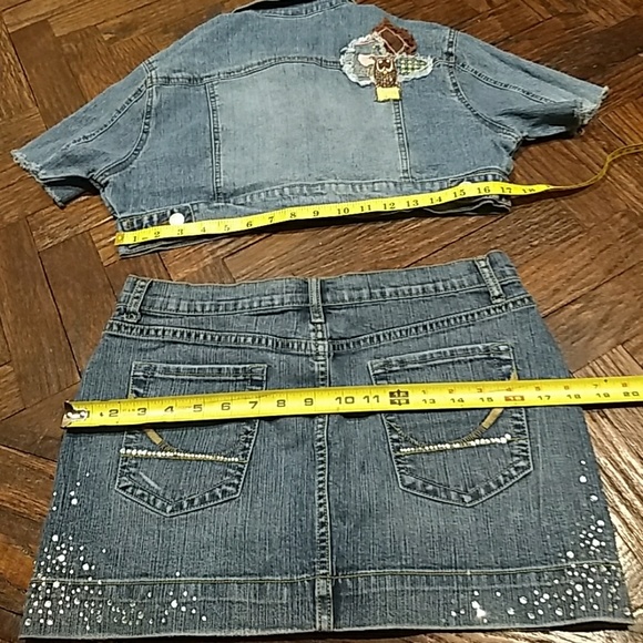 FINAL PRICE❤️🔥2.pc set mini skirt and goddess.jeans mini jacket - Picture 5 of 8
